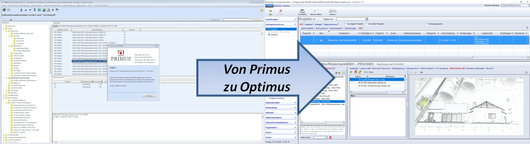 Datenübernahme von Primus zur Handwerkersoftware Optimus