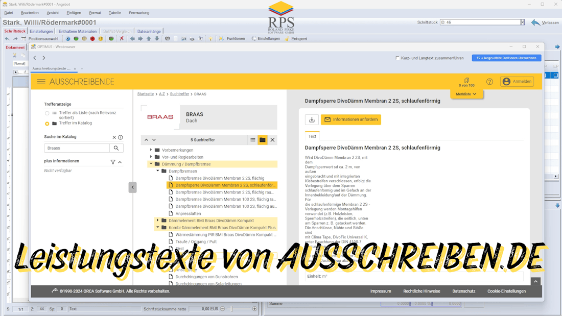 Ausschreiben-Schnittstelle in der Handwerkersoftware OPTIMUS