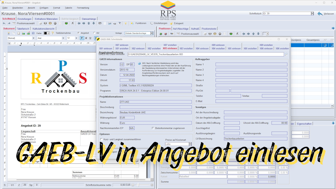 GAEB Schnittstelle in der Handwerkersoftware OPTIMUS