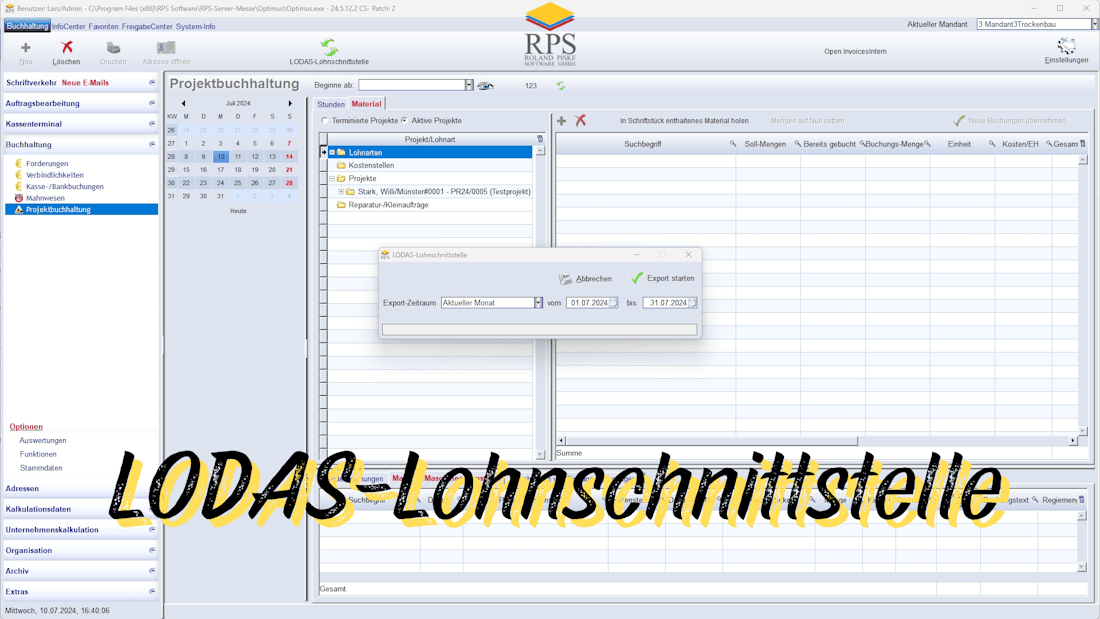 LODAS Lohnschnittstelle in der Handwerkersoftware OPTIMUS